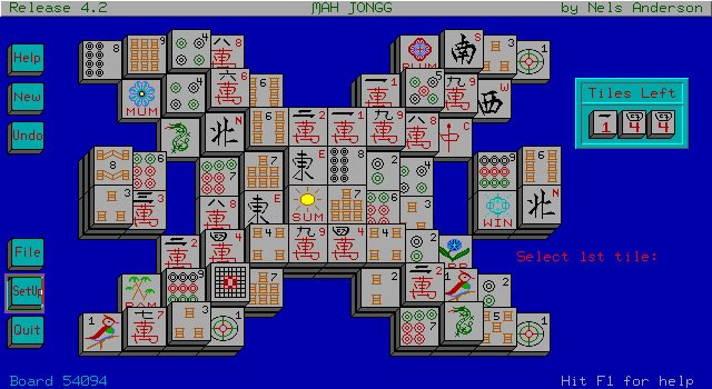 mah-jongg-solitaire screenshot for dos