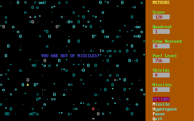 meteors screenshot for dos