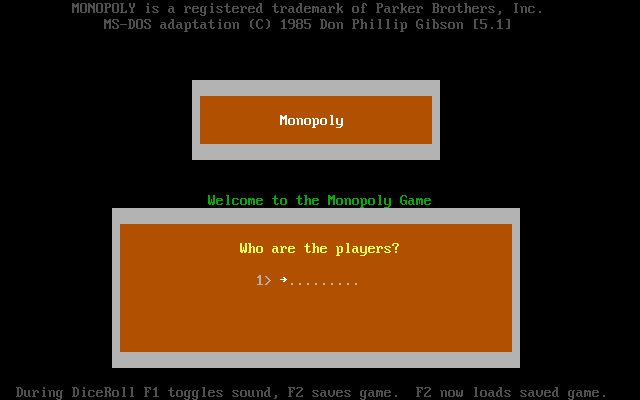 monopoly screenshot for dos