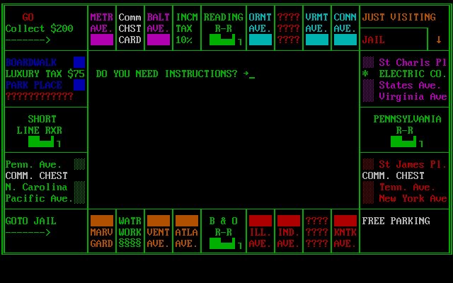 monopoly screenshot for dos