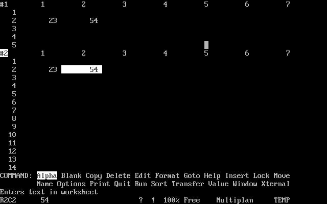 Microsoft Multiplan 4.2 screenshot
