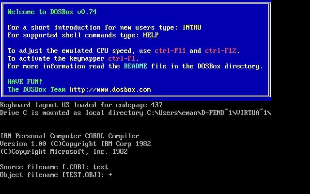 Microsoft Cobol screenshot
