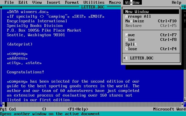 Microsoft Word 5.5 for DOS screenshot