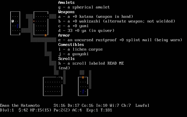 nethack screenshot for dos