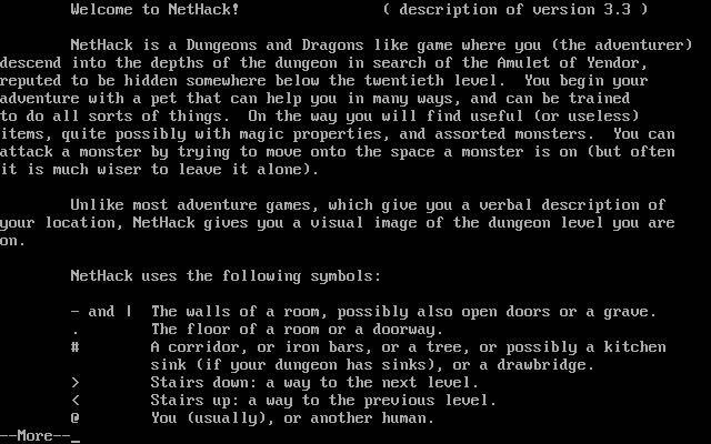 nethack screenshot for dos