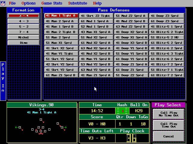 nfl-pro-league-football screenshot for dos
