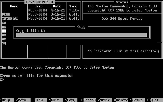 Norton Commander 1.0 screenshot