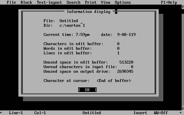 norton-editor-2 screenshot for dos