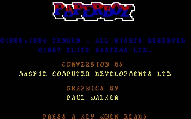 paperboy screenshot for dos