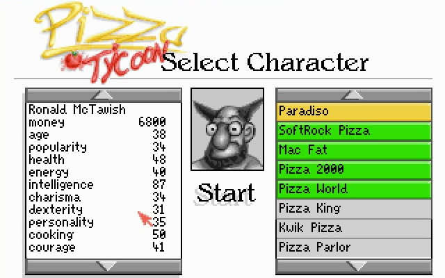 pizza-tycoon screenshot for dos