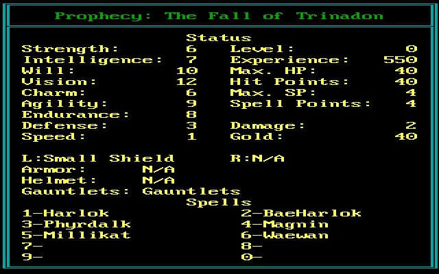 prophecy-the-fall-of-trinadon screenshot for dos