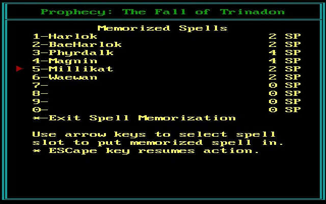 prophecy-the-fall-of-trinadon screenshot for dos