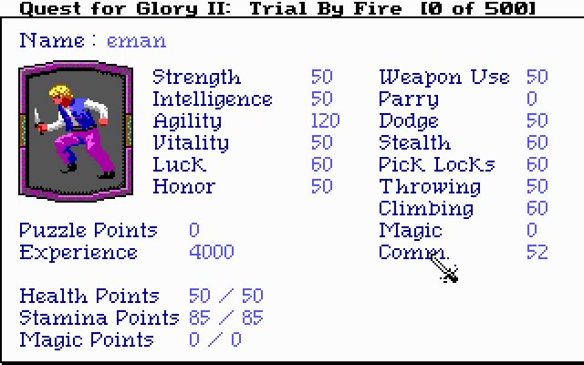 quest-for-glory-2-trial-by-fire screenshot for dos