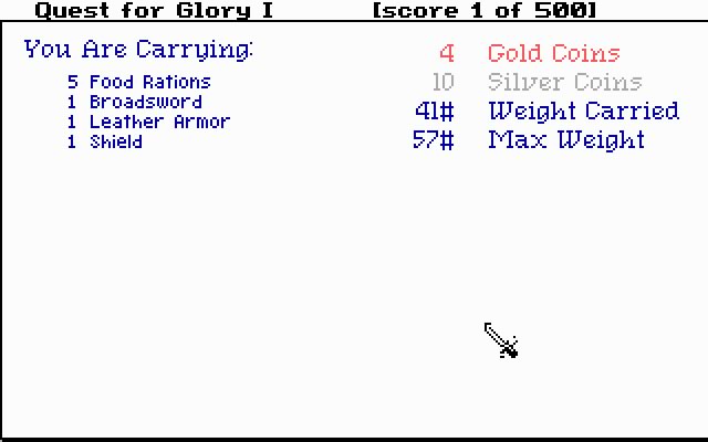 quest-for-glory-1-so-you-want-to-be-a-hero screenshot for dos