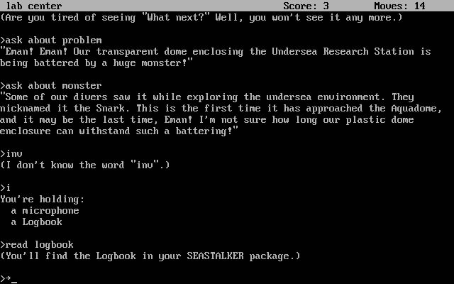 seastalker screenshot for dos