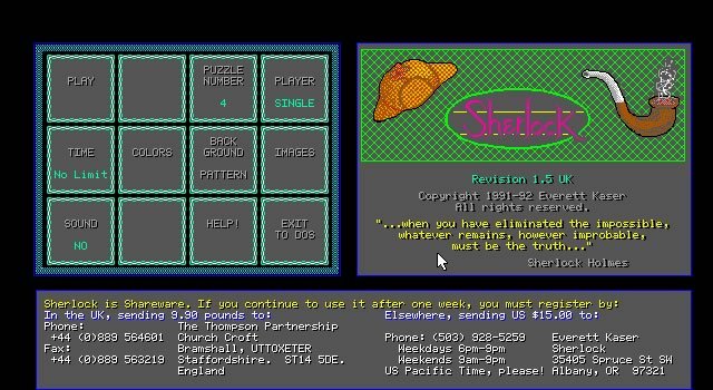 sherlock-the-game-of-logic screenshot for dos