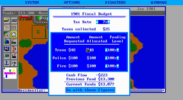 simcity screenshot for dos