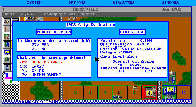 simcity screenshot for dos