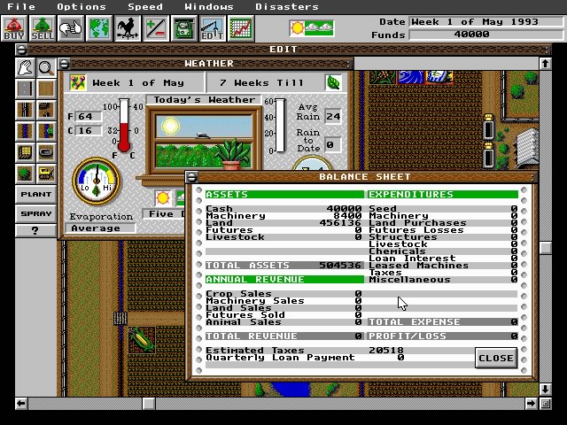 simfarm screenshot for dos