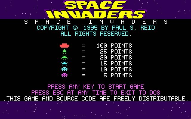 space-invaders screenshot for dos