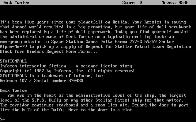 stationfall screenshot for dos