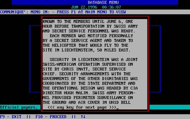 the-president-is-missing screenshot for dos