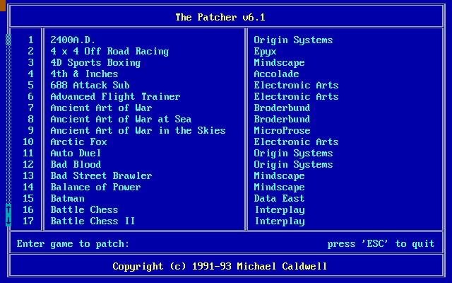 the-patcher-6-1 screenshot for dos