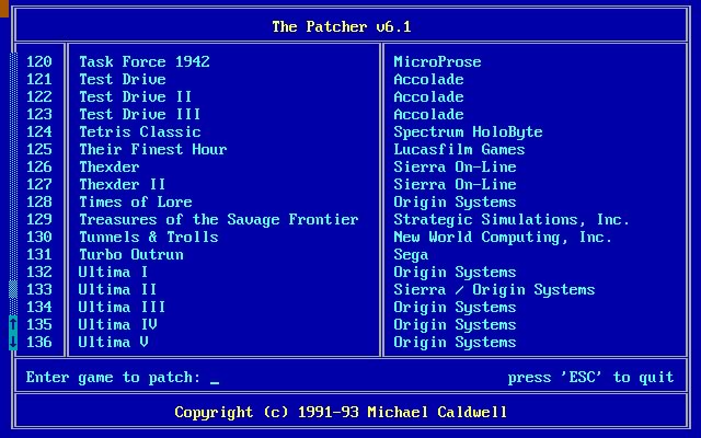 the-patcher-6-1 screenshot for dos