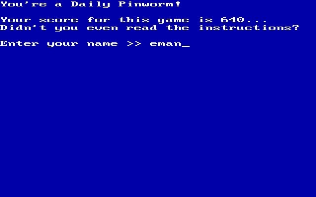 willy-the-worm screenshot for dos