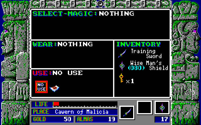 zeliard screenshot for dos