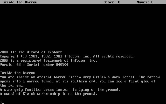 zork-ii-the-wizard-of-frobozz screenshot for dos